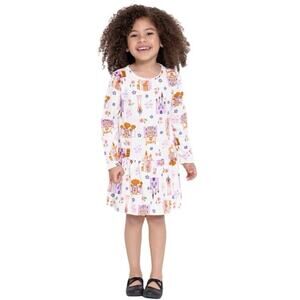 NWT Disney Princess Toddler Girls Castle Print Drop Waist Dress Long Sleeves 2T